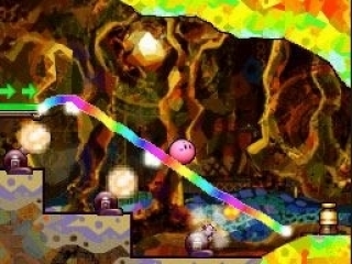 In dit spel bestuur je Kirby door op het touchscreen lijnen te tekenen waarover hij heen rolt.